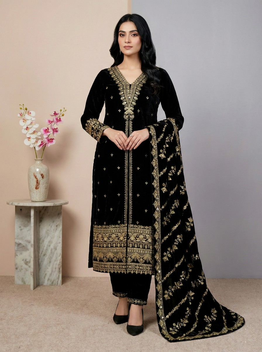 Midnight Royale Sequins Velvet Suit