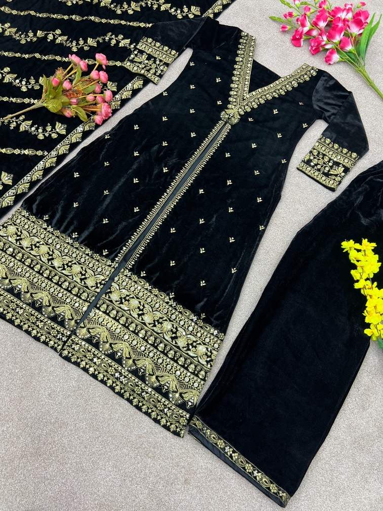 Midnight Royale Sequins Velvet Suit