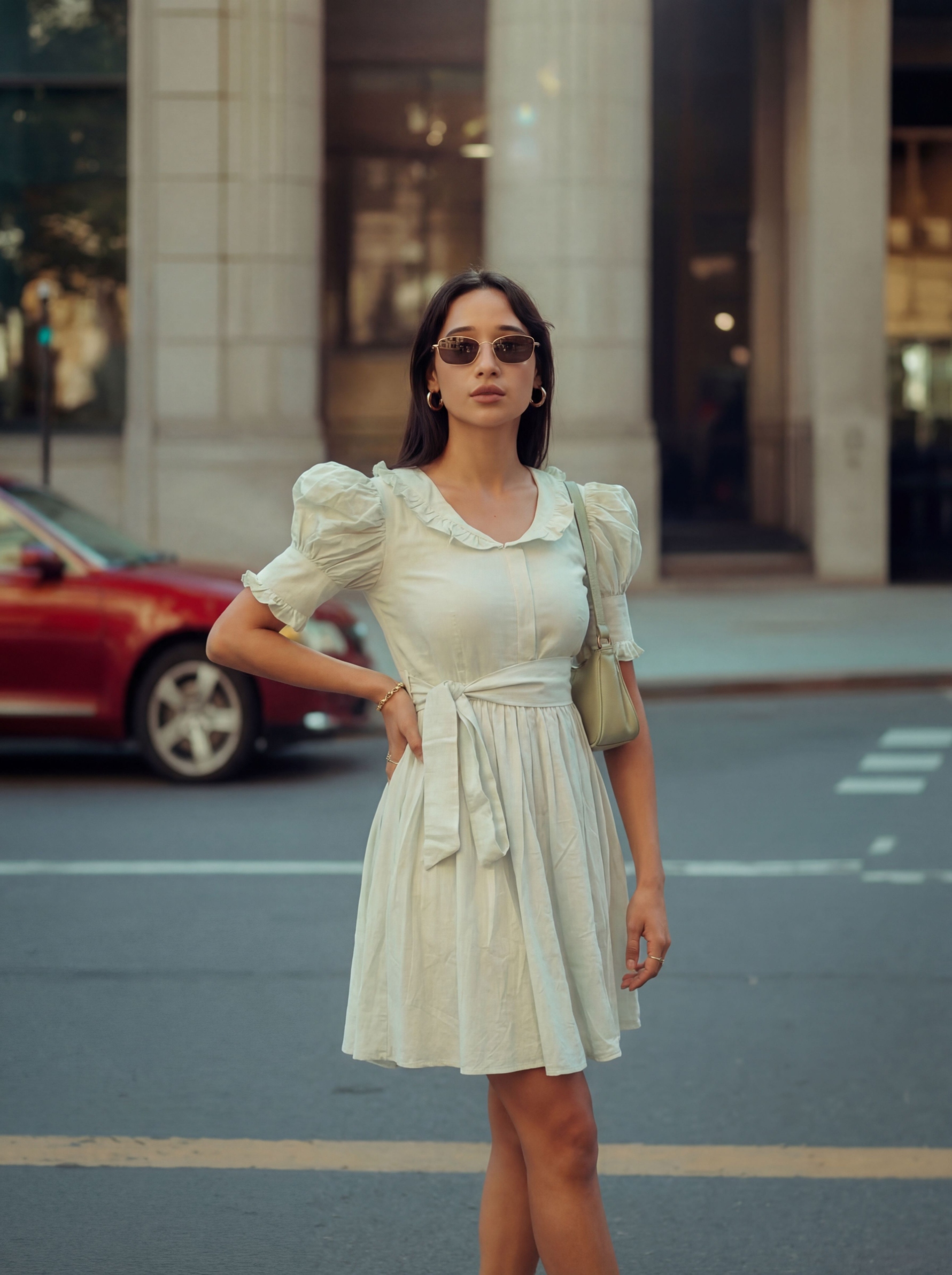 Mint Green Solid Designer Cotton Western Dress