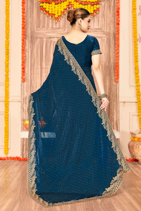Morpeach Fendy Silk Zari Siroski Saree — alternate view