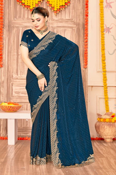 Morpeach Fendy Silk Zari Siroski Saree