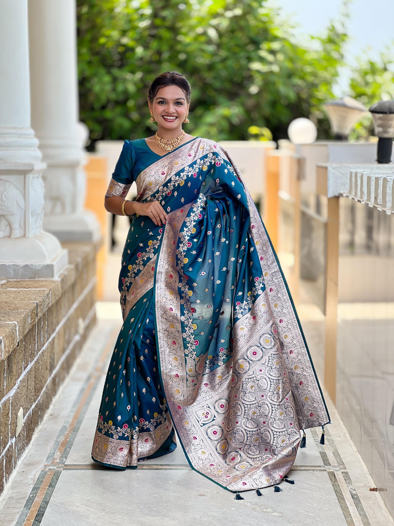 Morpich Banarasi Silk Saree