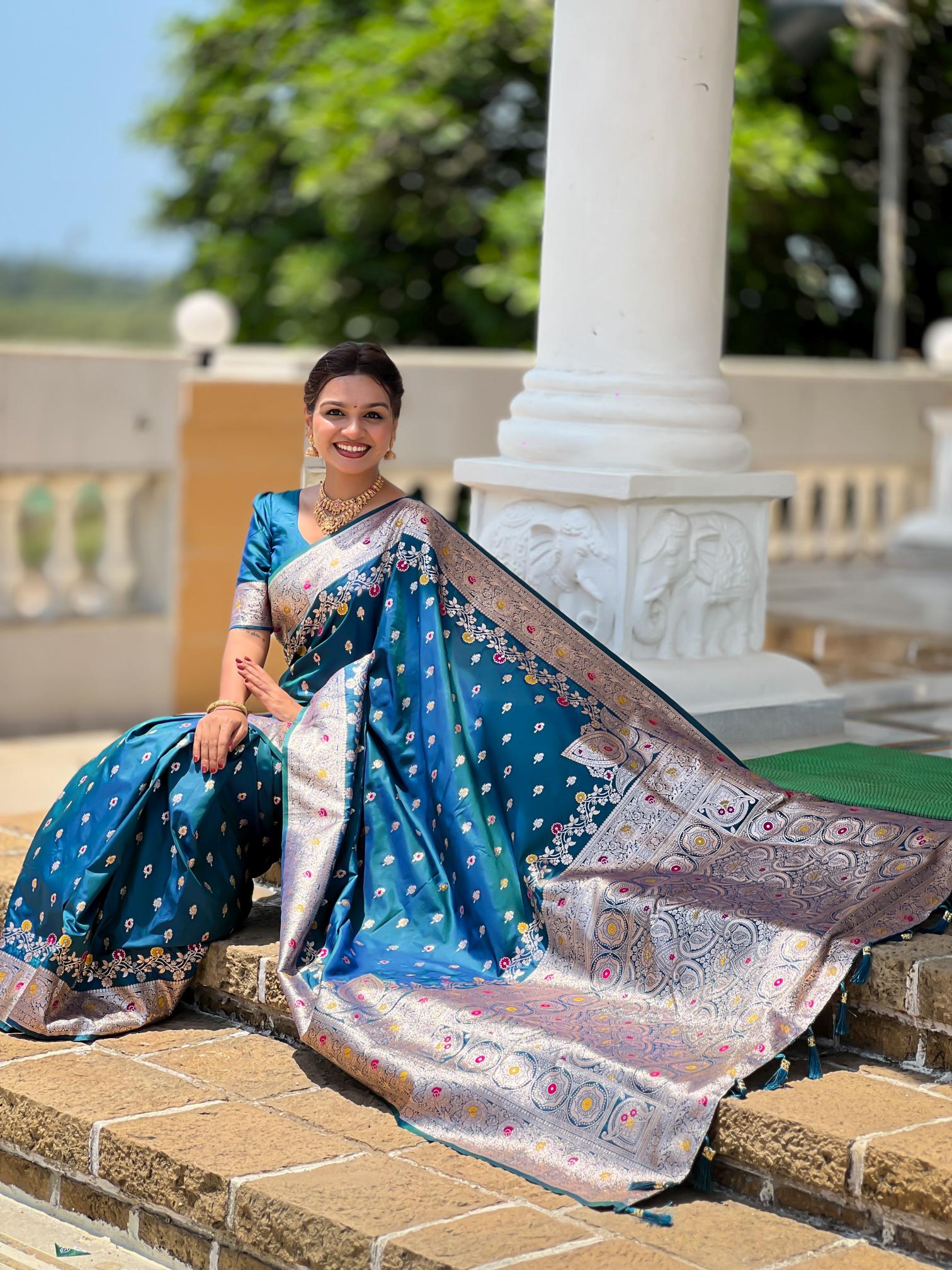 Morpich Banarasi Silk Saree