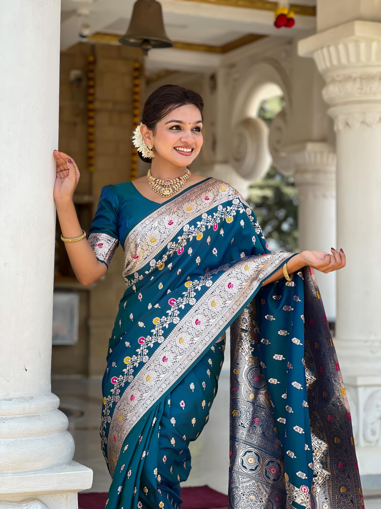 Morpich Banarasi Silk Saree