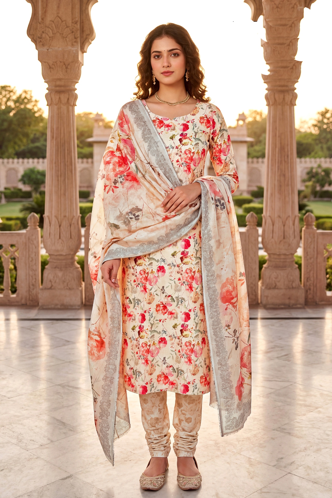 Multi Abstract Digital Cambric Straight Salwar Suit