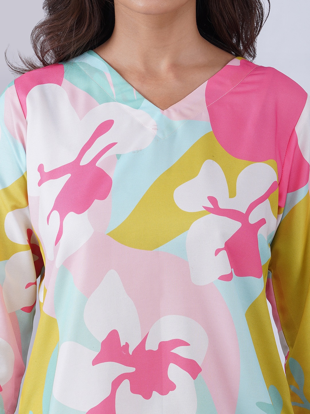Multi Botanical Designer Printed Rayon Blend Co-Ord Set