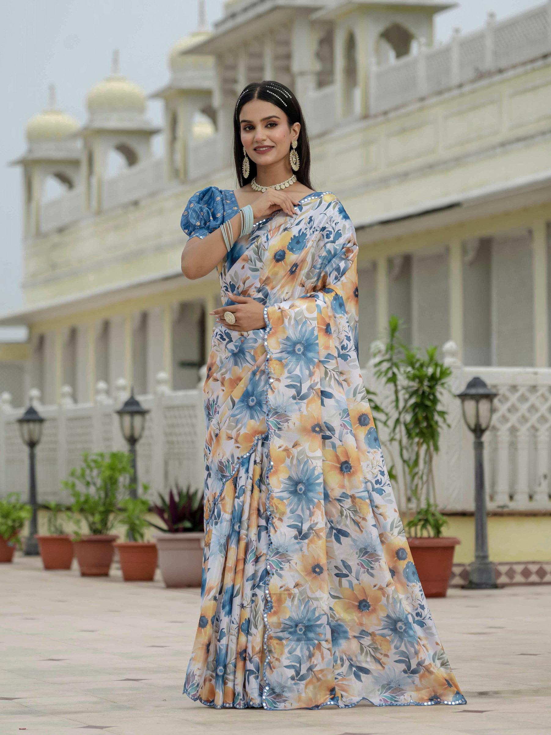 Multi Chinnon Ready To Wear Saree