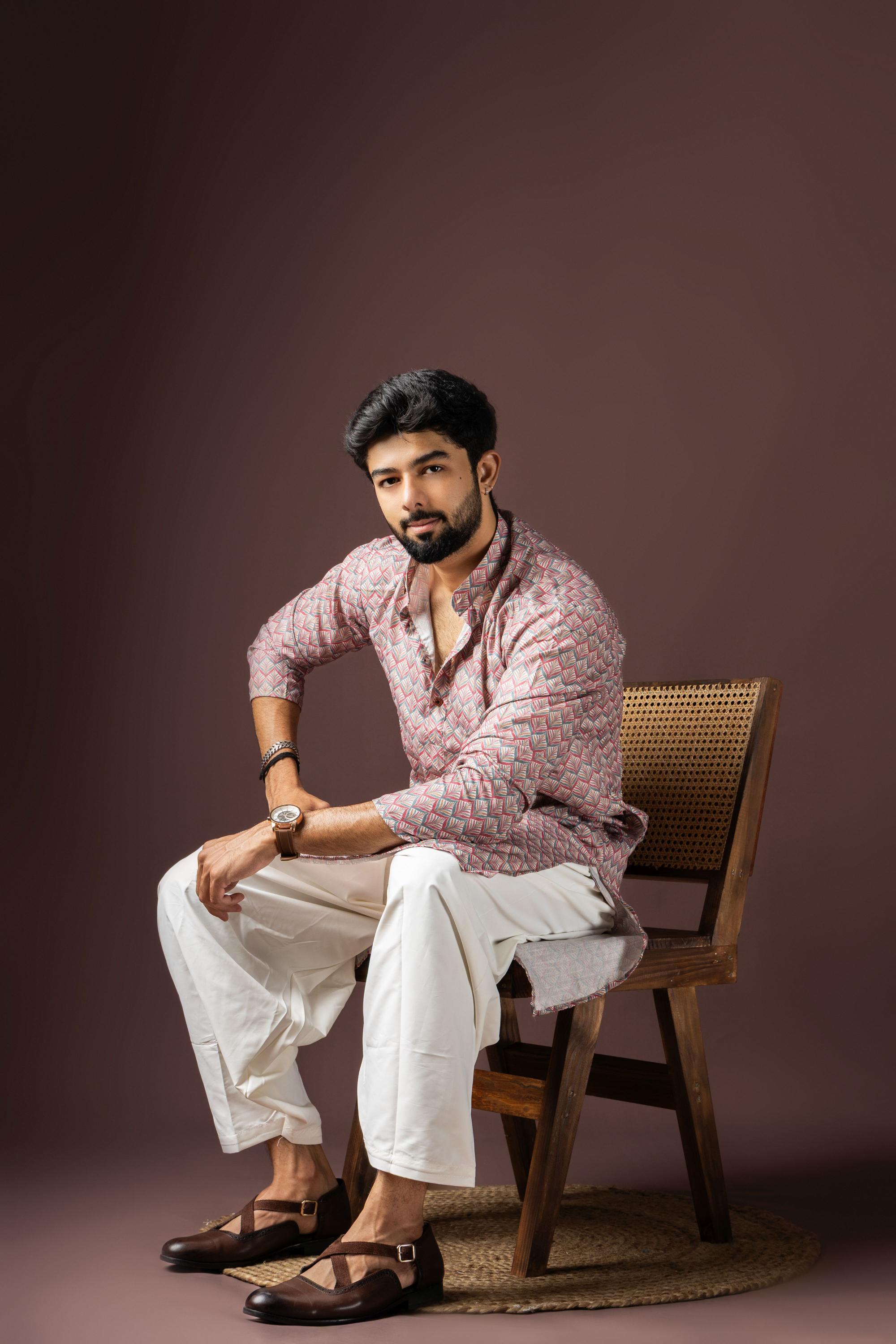 Multi Color Blended Cotton Kurta Pyjama