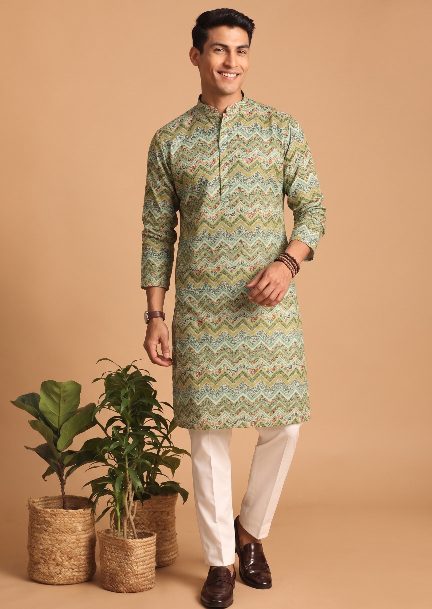 Multi Color Butti Digital Print Cotton Kurta Pyjama