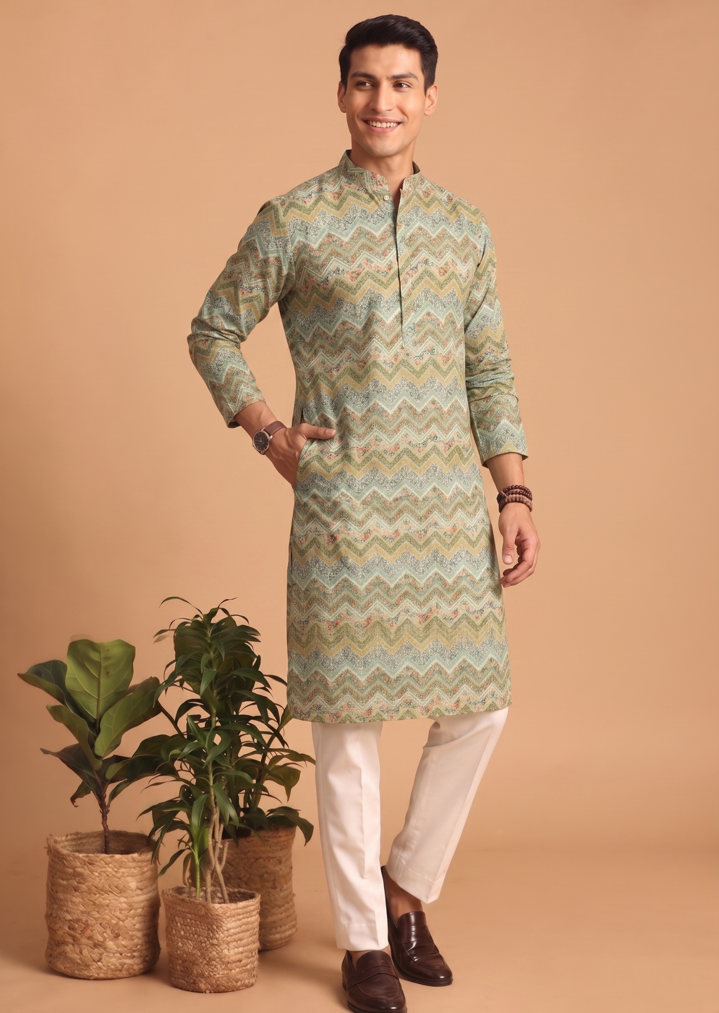 Multi Color Butti Digital Print Cotton Kurta Pyjama