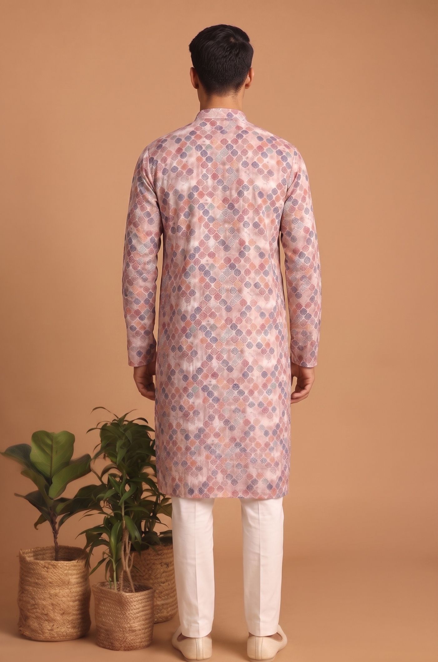 Multi Color Confetti Digital Print Cotton Kurta Pyjama — alternate view