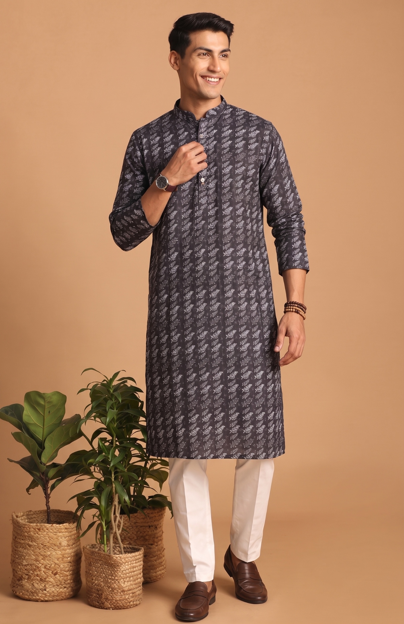 Multi Color Diamond Digital Print Cotton Kurta Pyjama