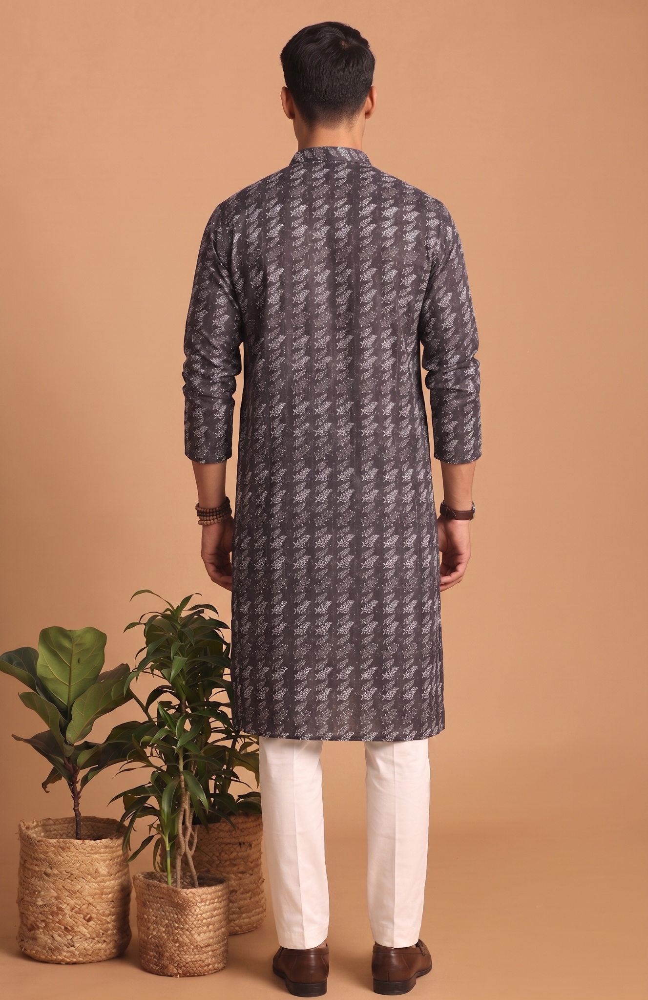 Multi Color Diamond Digital Print Cotton Kurta Pyjama — alternate view
