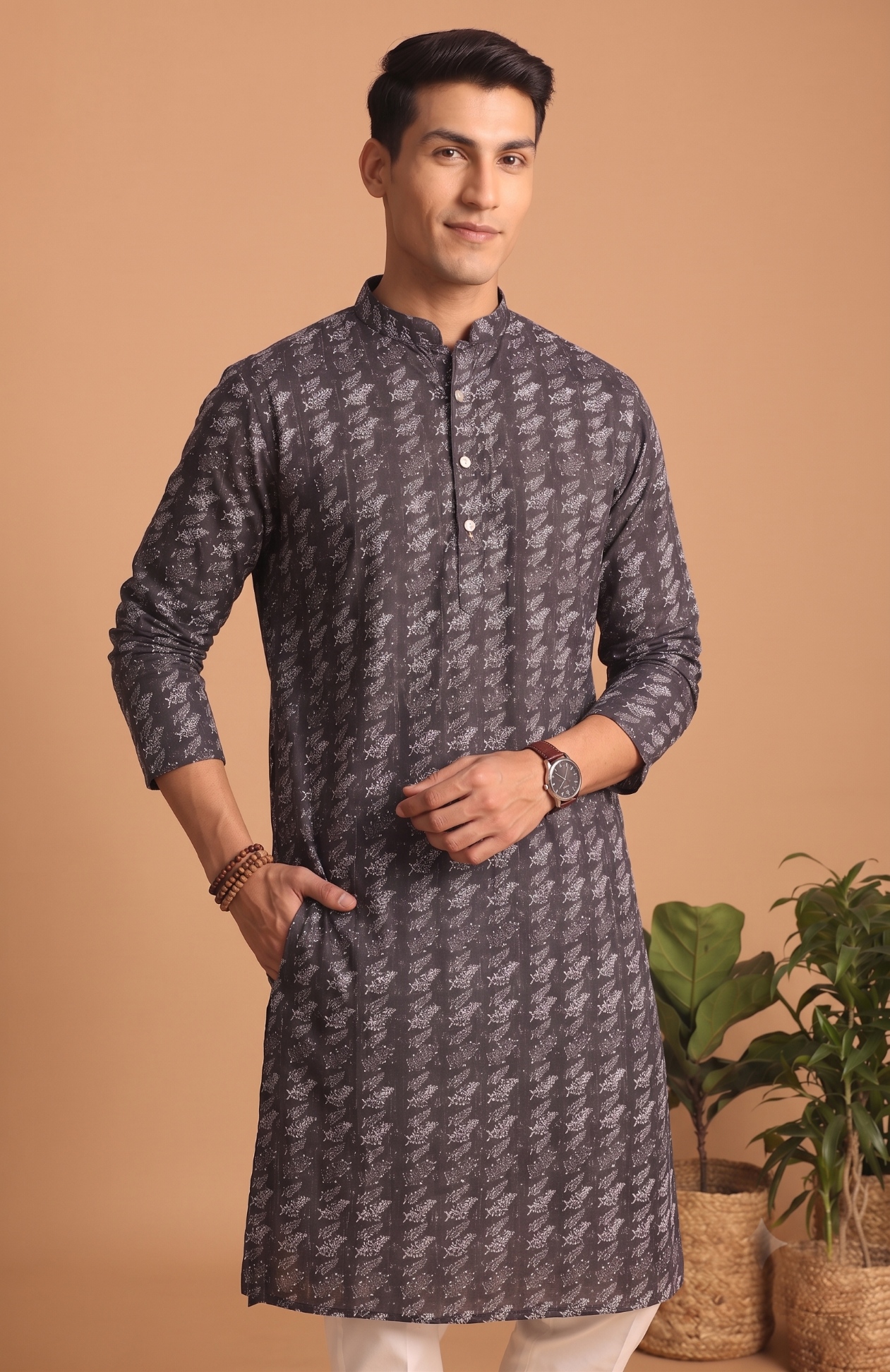 Multi Color Diamond Digital Print Cotton Kurta Pyjama