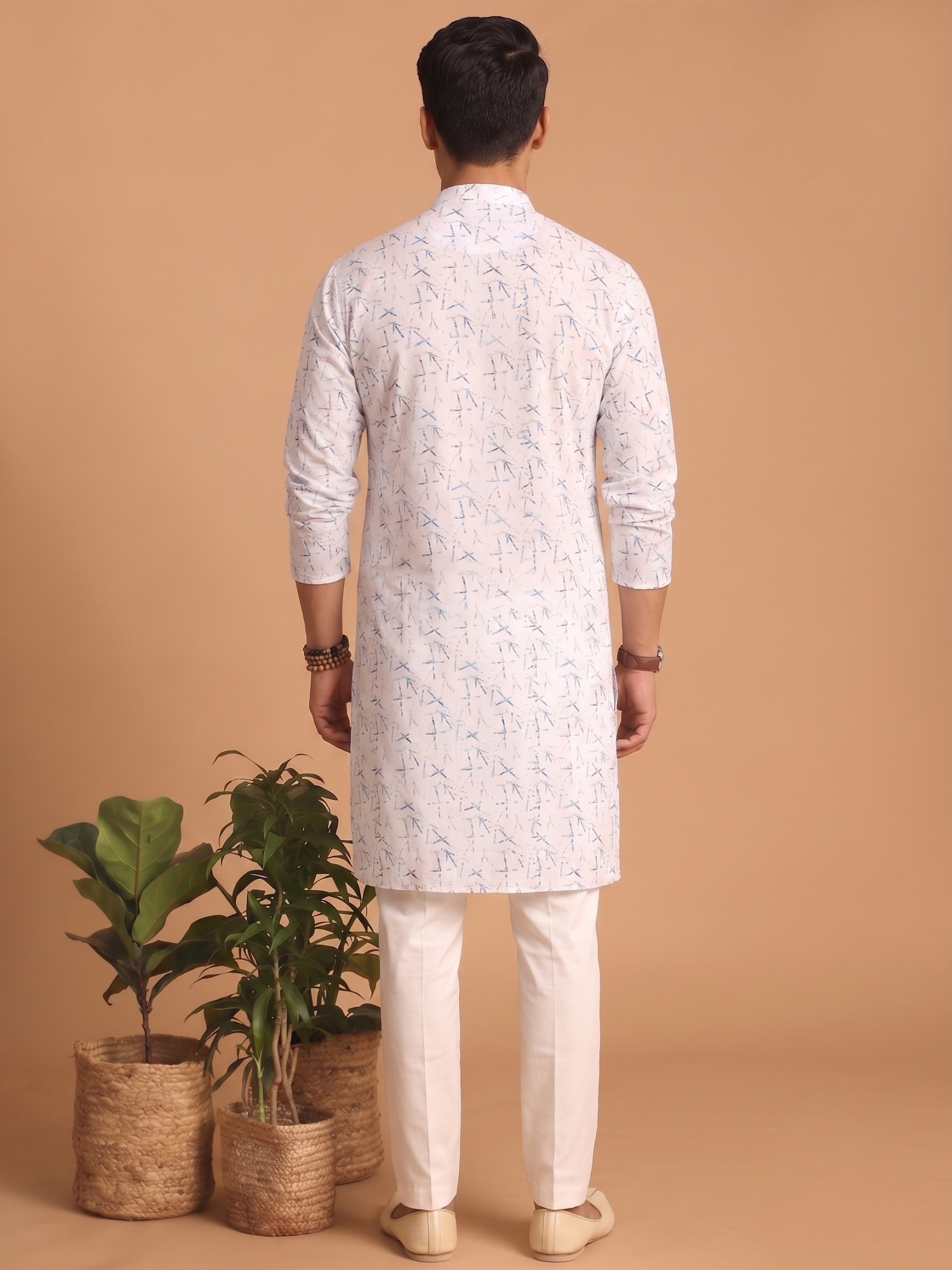 Multi Color Lattice Digital Print Cotton Kurta Pyjama — alternate view
