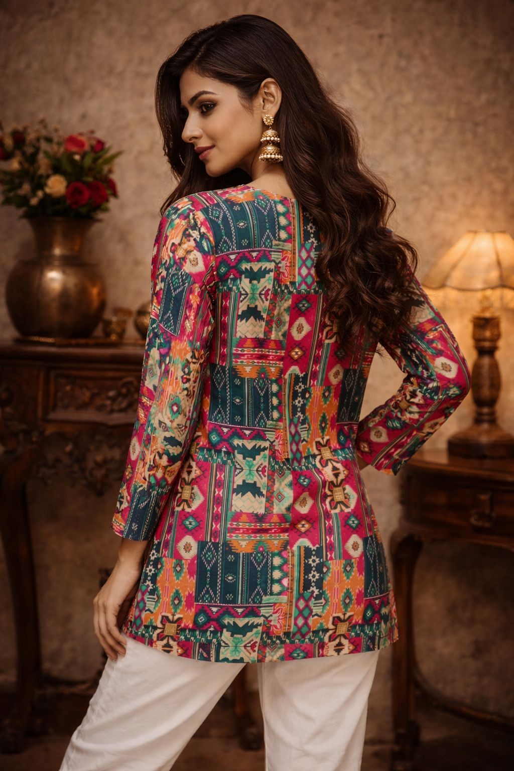 Multi-Color Maslin Digital Printed Kurti — alternate view