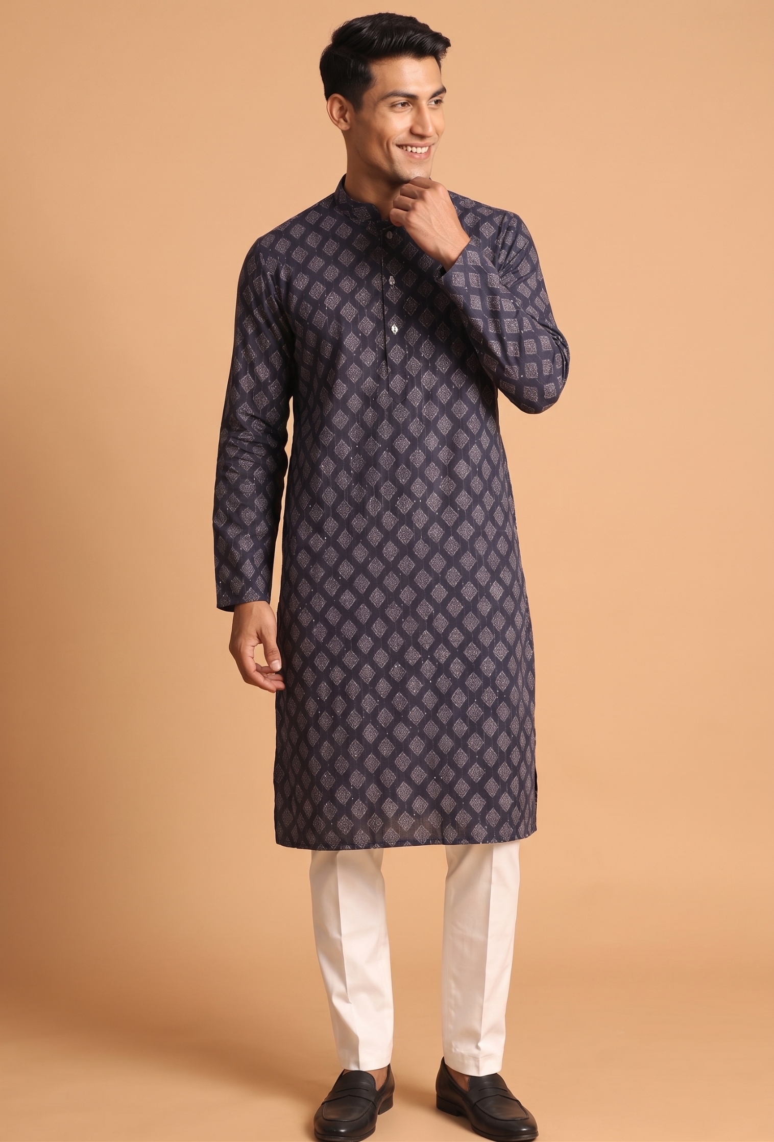 Multi Color Medallion Digital Print Cotton Kurta Pyjama