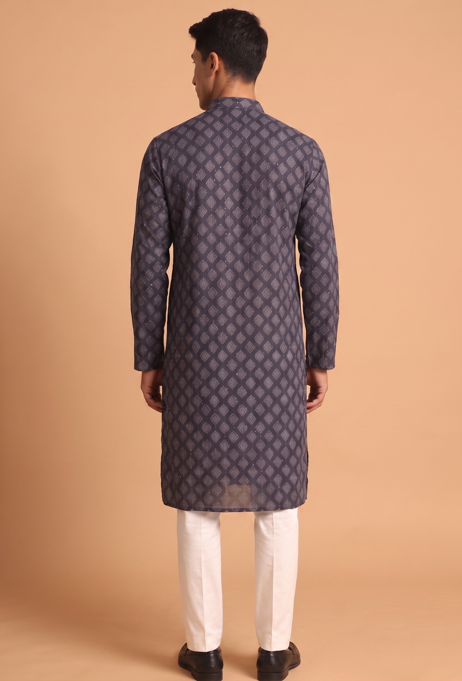 Multi Color Medallion Digital Print Cotton Kurta Pyjama — alternate view