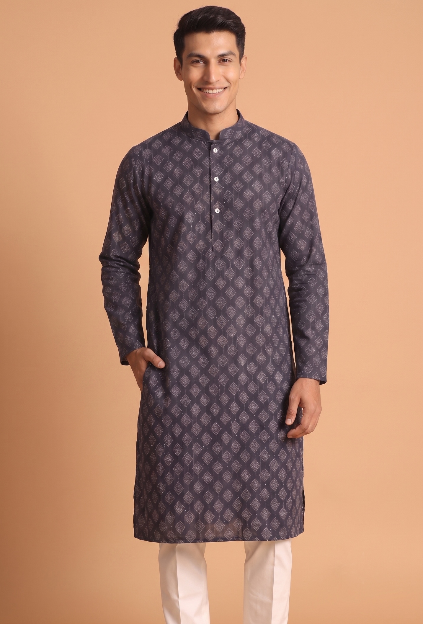 Multi Color Medallion Digital Print Cotton Kurta Pyjama