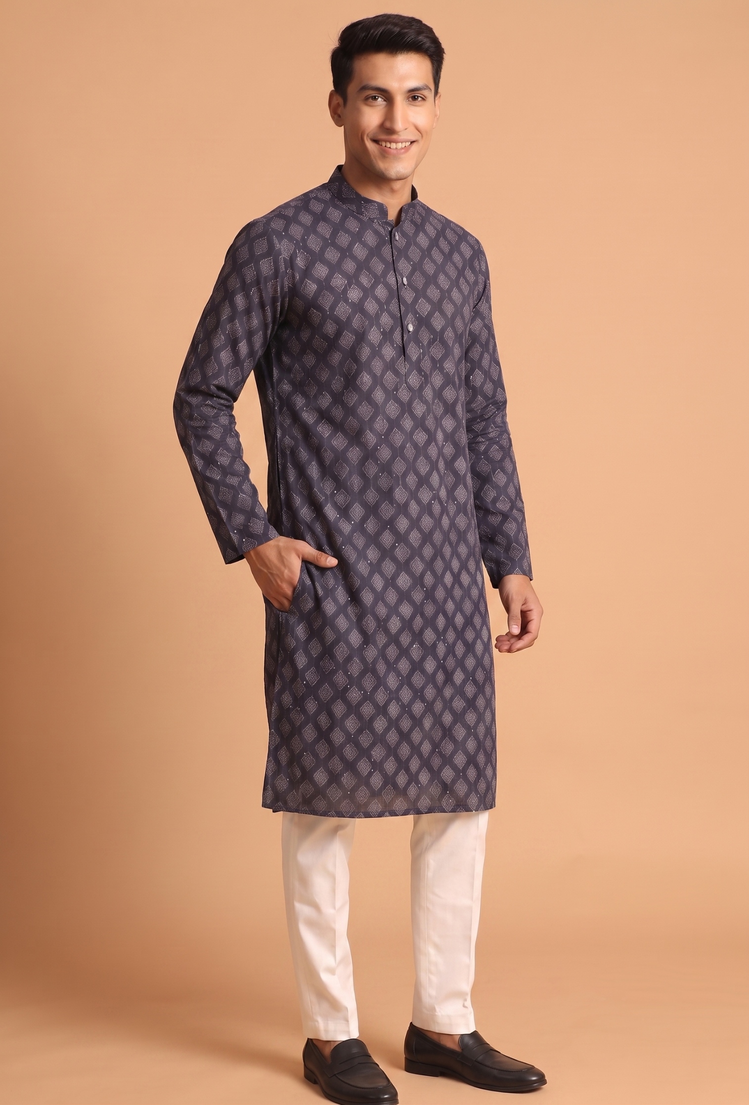 Multi Color Medallion Digital Print Cotton Kurta Pyjama
