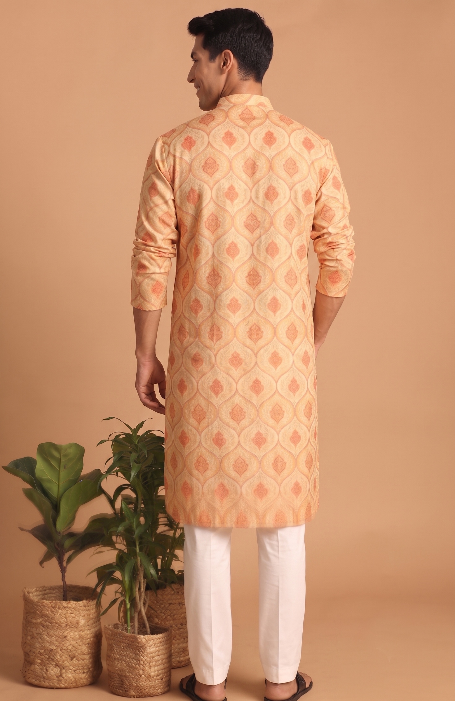 Multi Color Trellis Digital Print Cotton Kurta Pyjama — alternate view