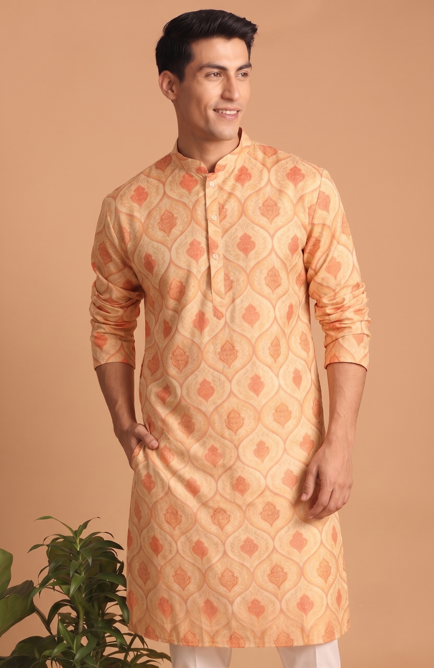 Multi Color Trellis Digital Print Cotton Kurta Pyjama