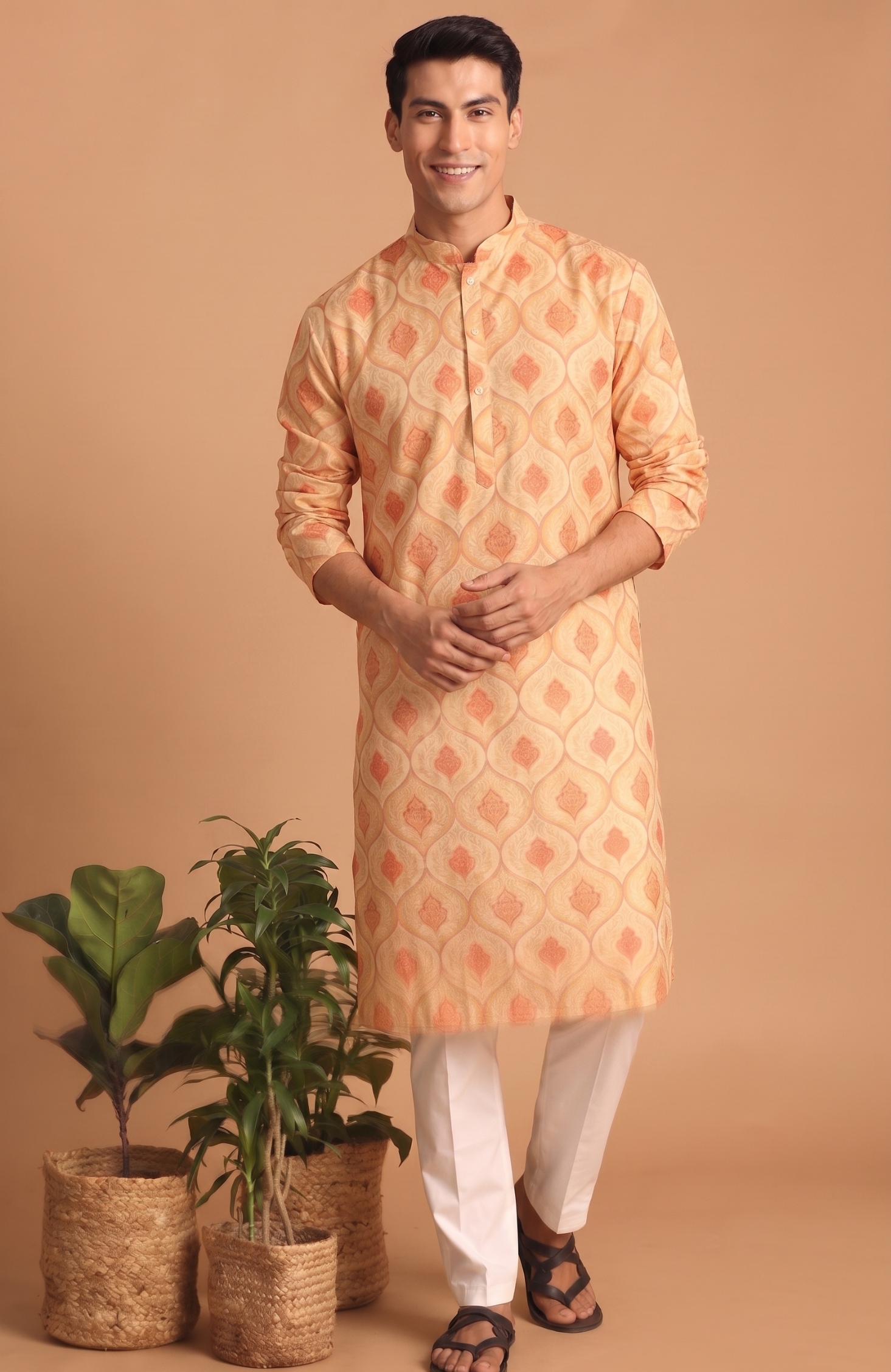 Multi Color Trellis Digital Print Cotton Kurta Pyjama