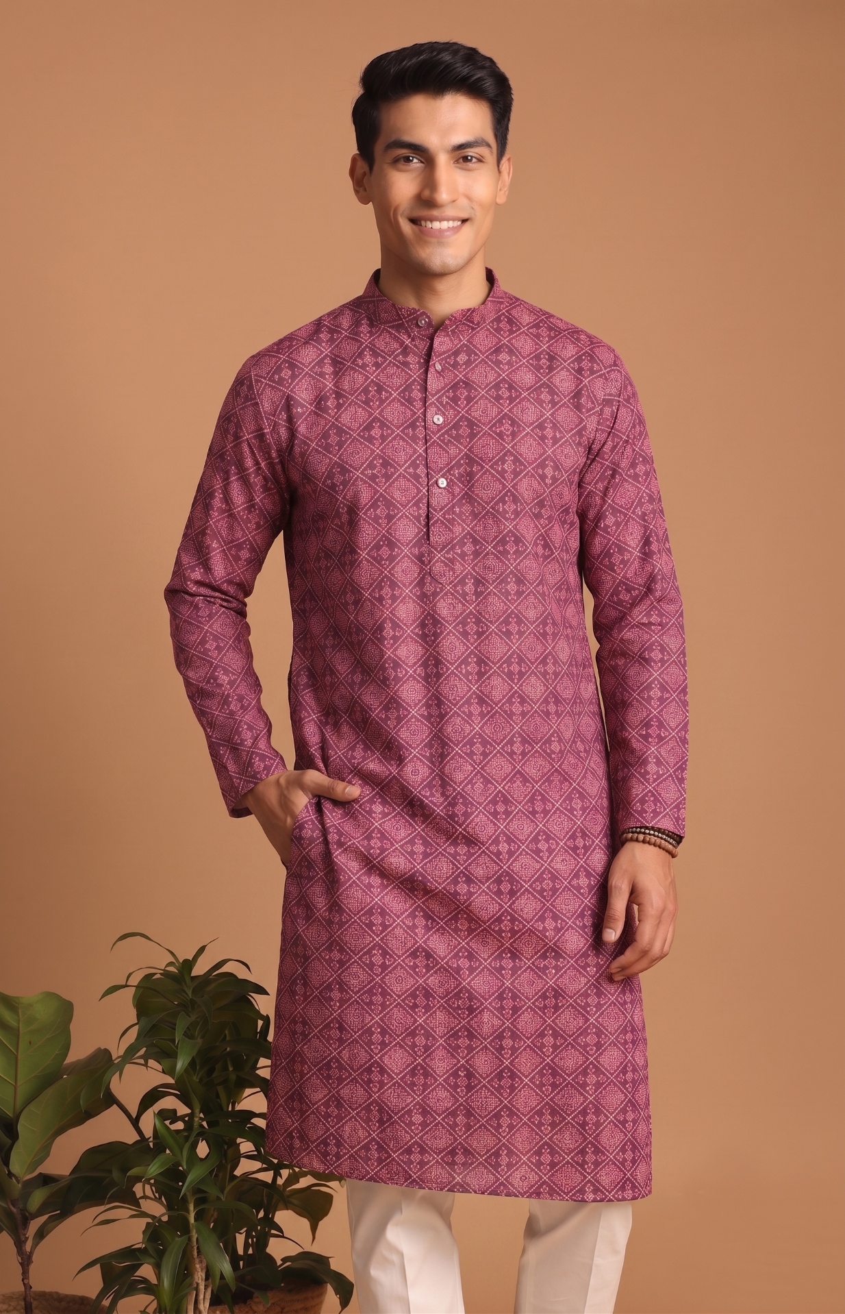 Multi Color Zigzag Digital Print Cotton Kurta Pyjama