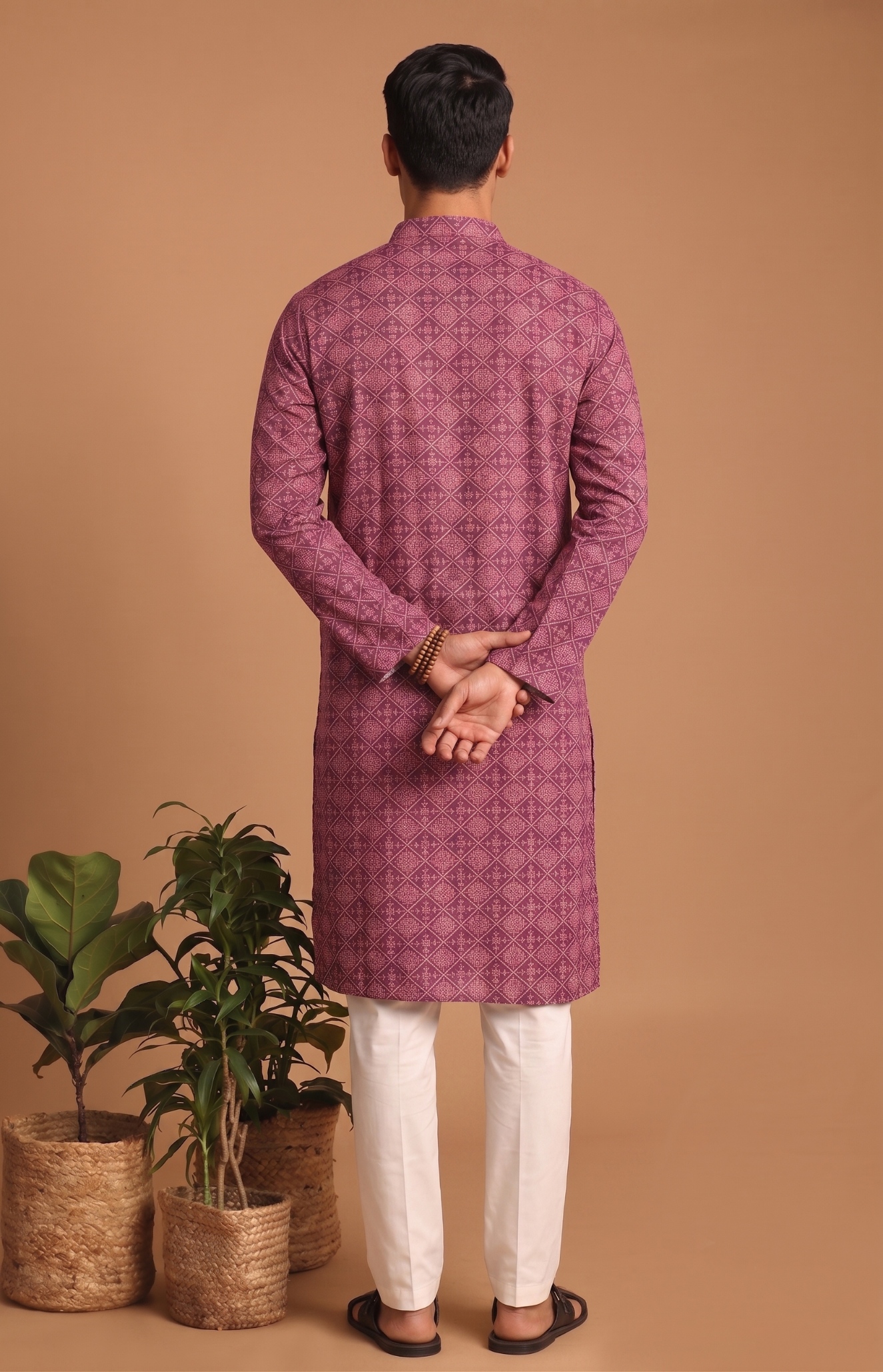 Multi Color Zigzag Digital Print Cotton Kurta Pyjama — alternate view