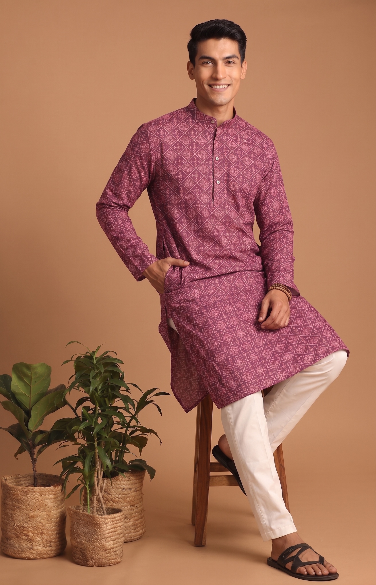 Multi Color Zigzag Digital Print Cotton Kurta Pyjama
