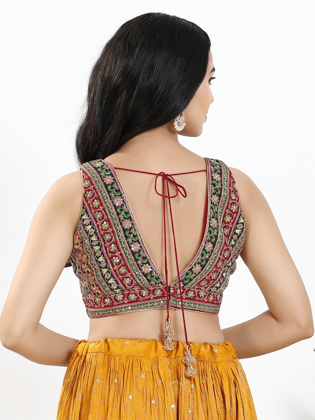 Multi Contemporary Embroidered Georgette Designer Blouse — alternate view