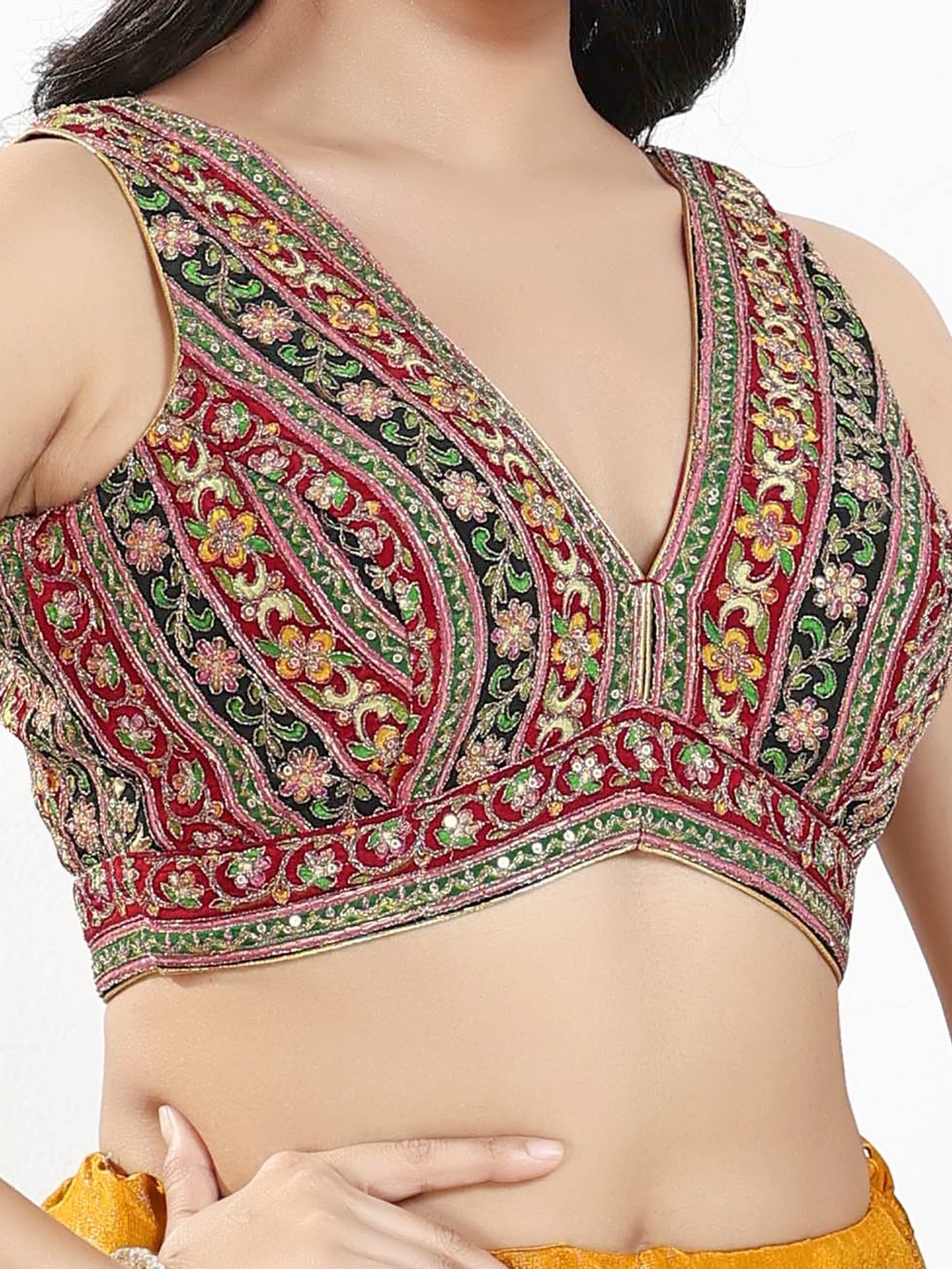 Multi Contemporary Embroidered Georgette Designer Blouse