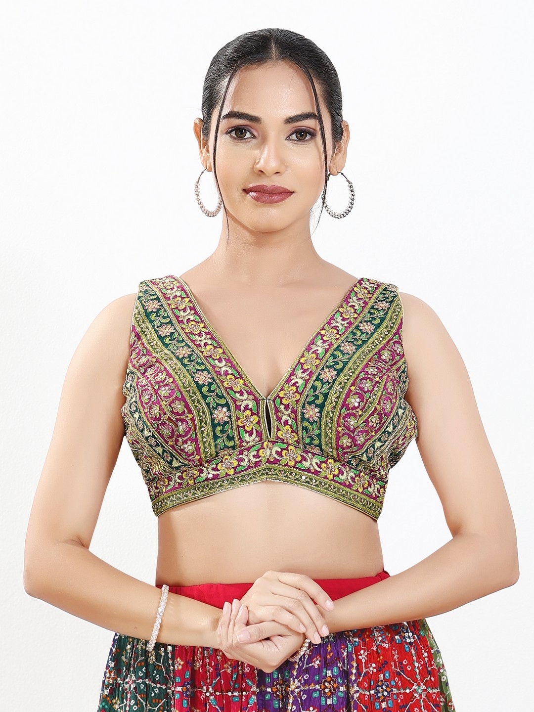 Multi Floral Embroidered Georgette Designer Blouse