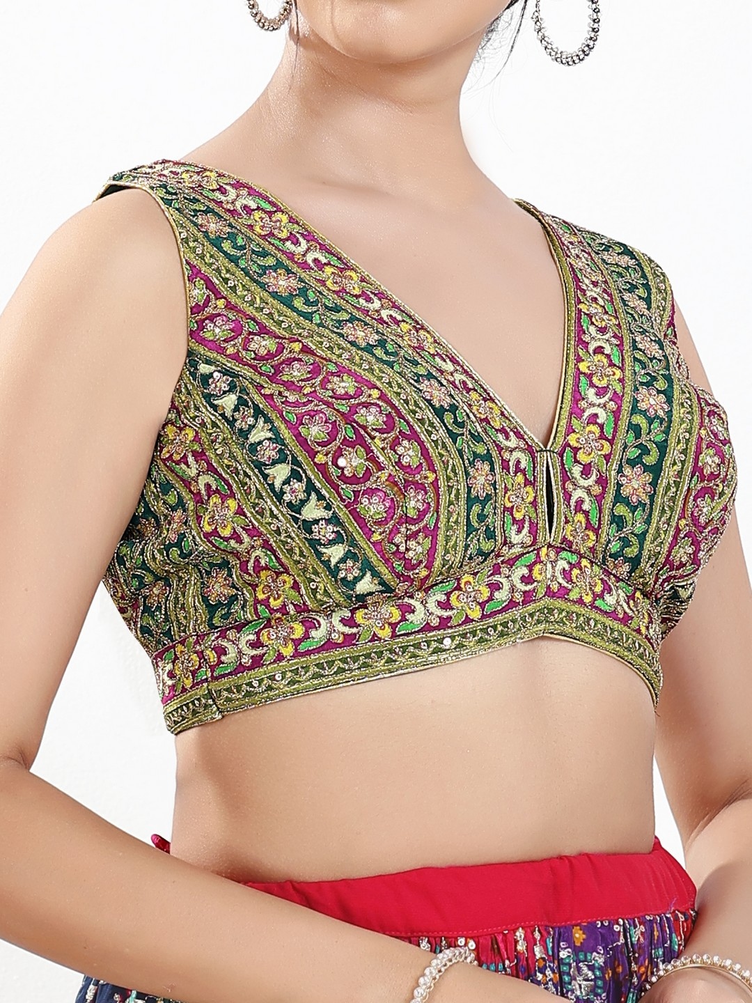 Multi Floral Embroidered Georgette Designer Blouse — alternate view