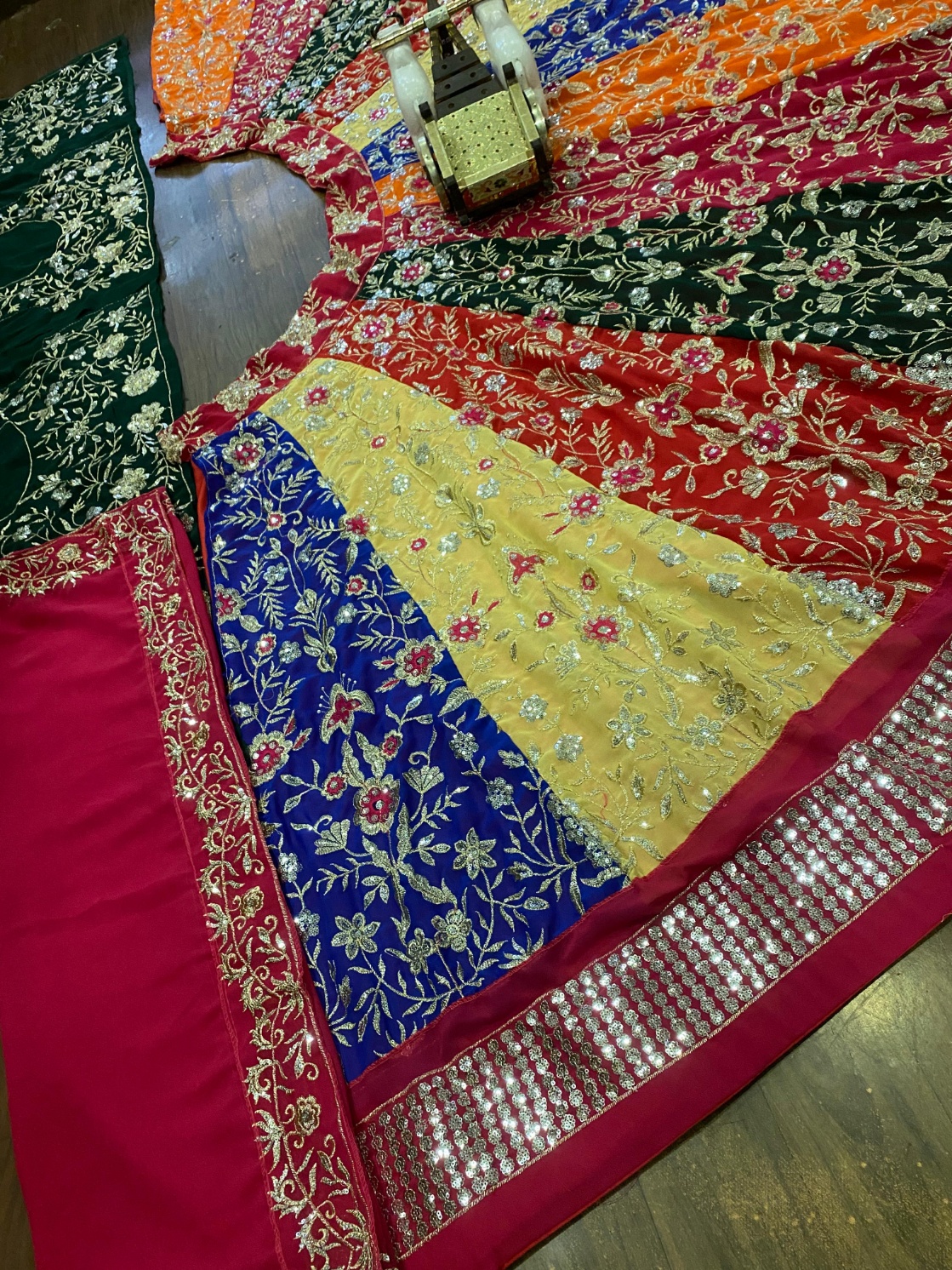 Multi Floral Sequinsned Georgette Lehenga Choli