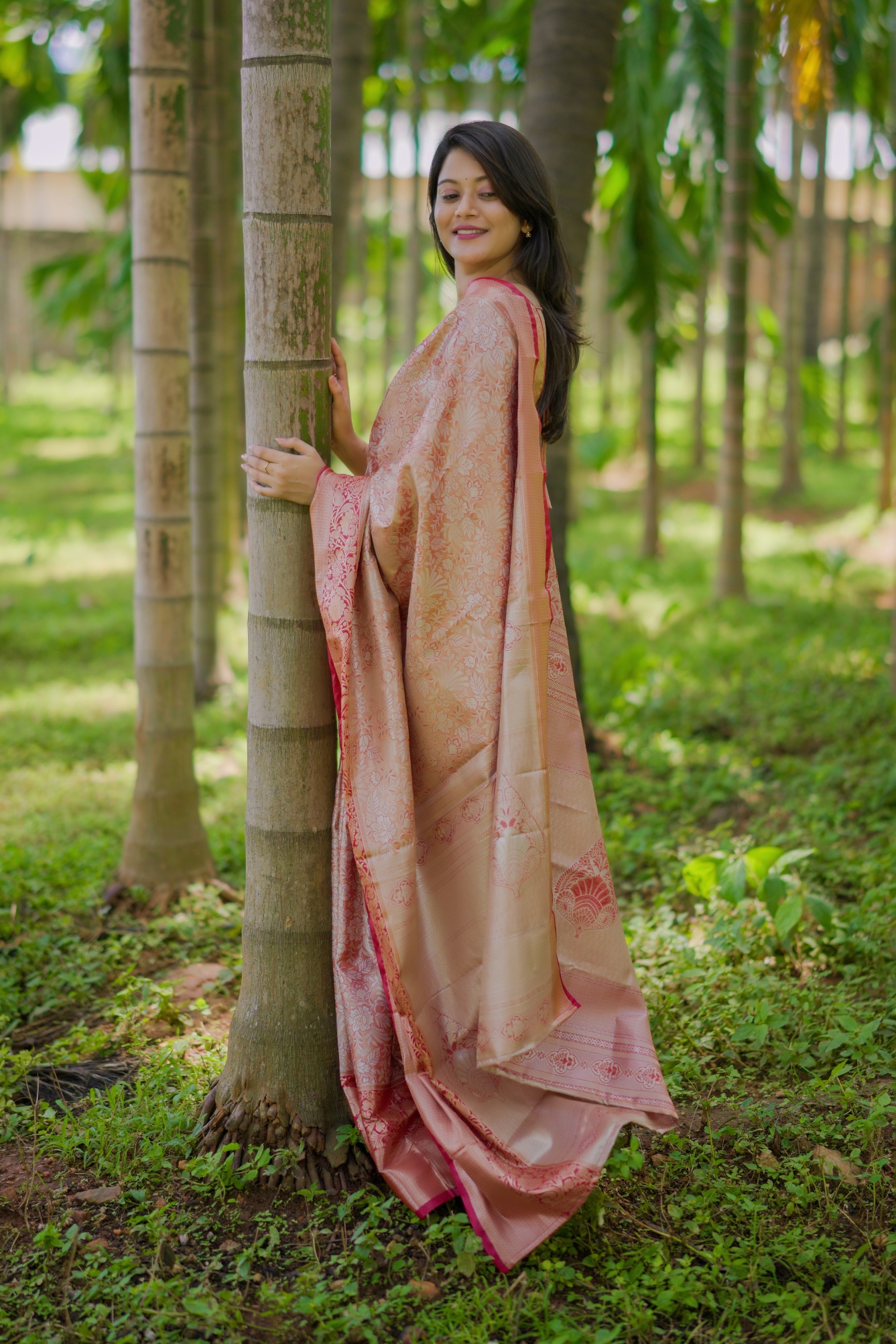 Multi Floral Zari Kanchipuram Silk Saree — alternate view