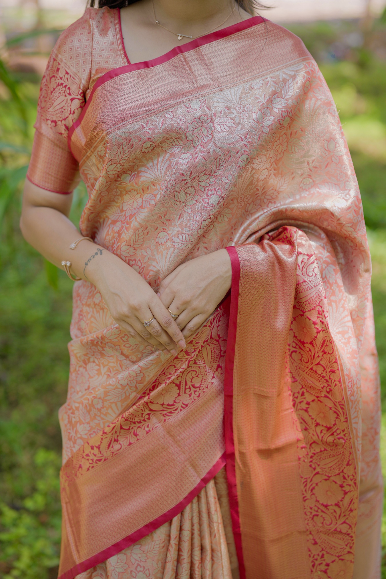 Multi Floral Zari Kanchipuram Silk Saree