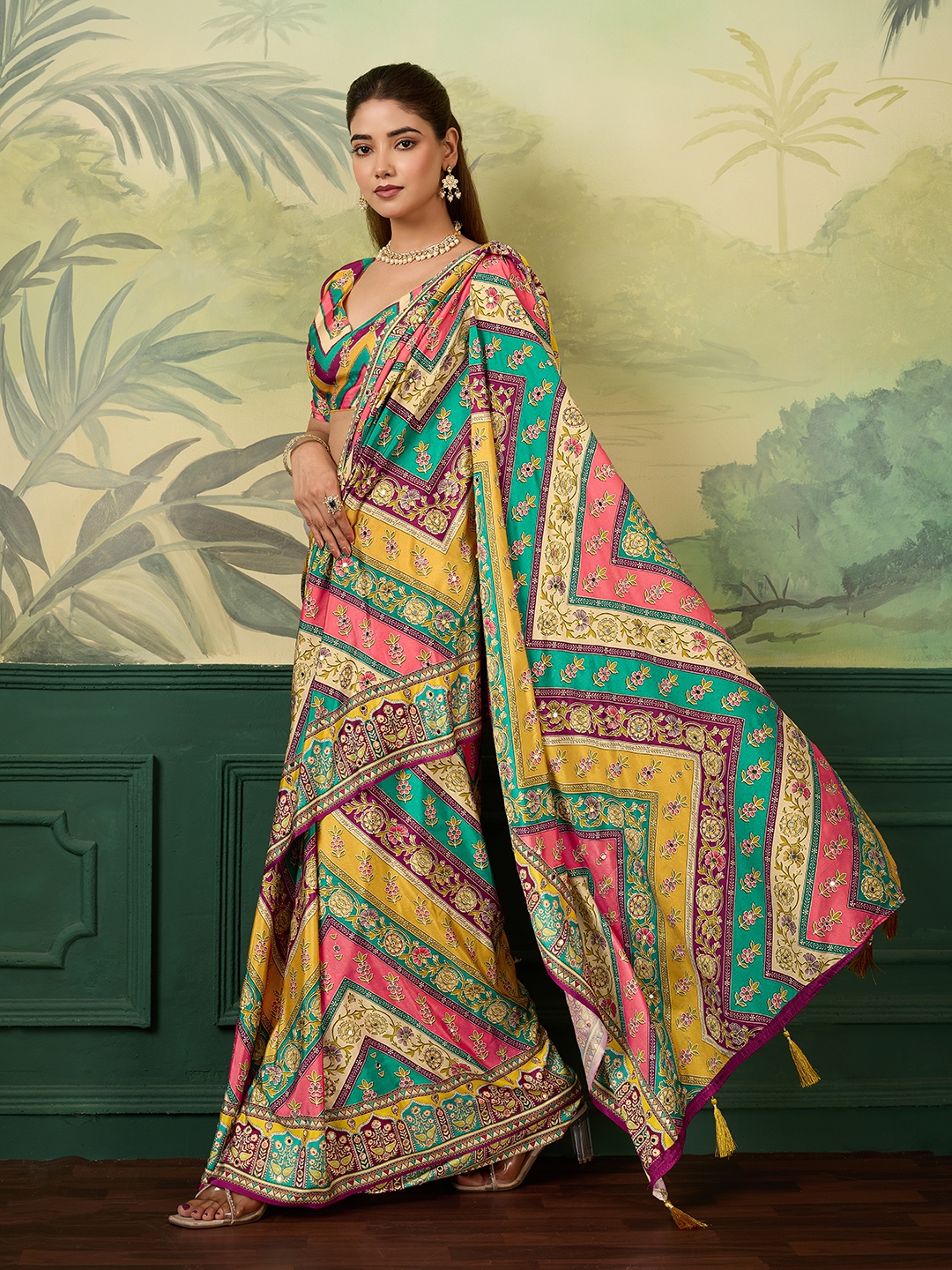 Multi Geometric Crepe Silk Saree