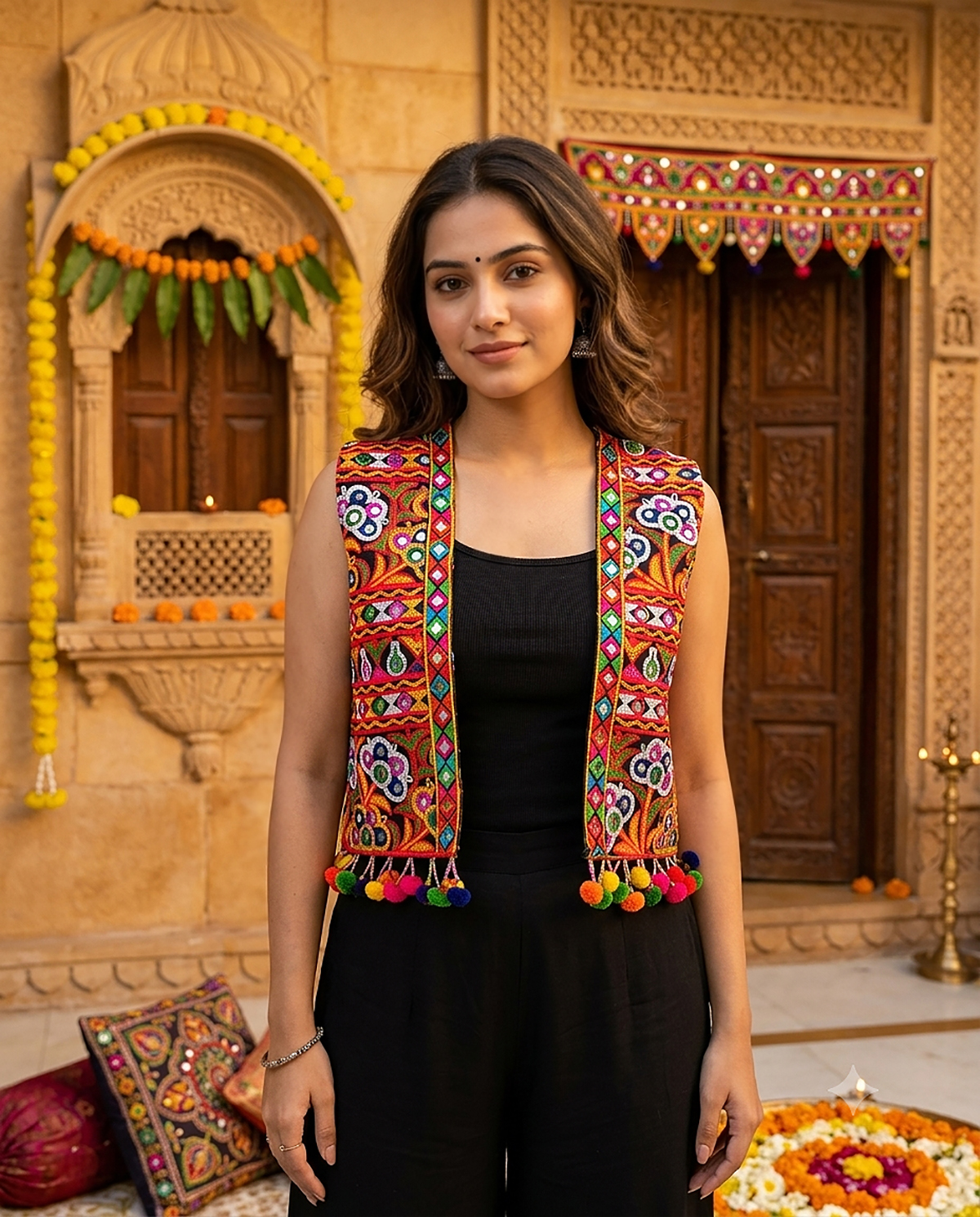 Multi Geometric Kutchi Embroidery Cotton Jacket