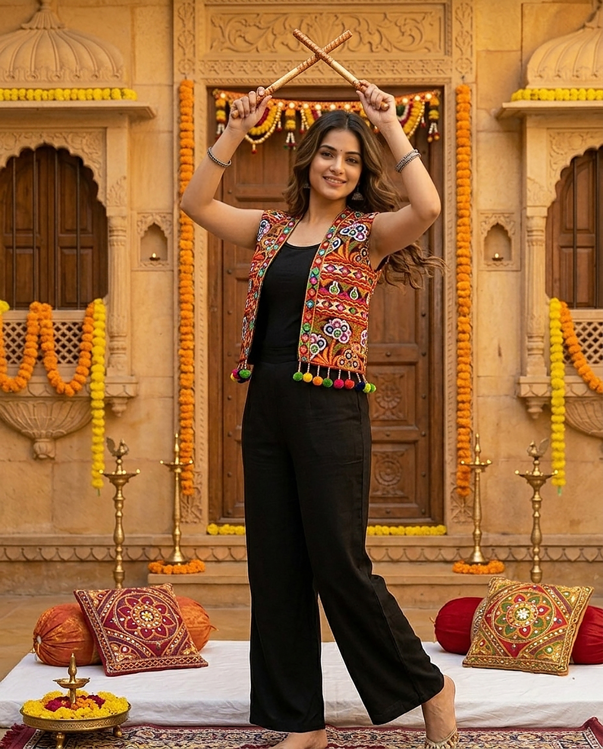 Multi Geometric Kutchi Embroidery Cotton Jacket