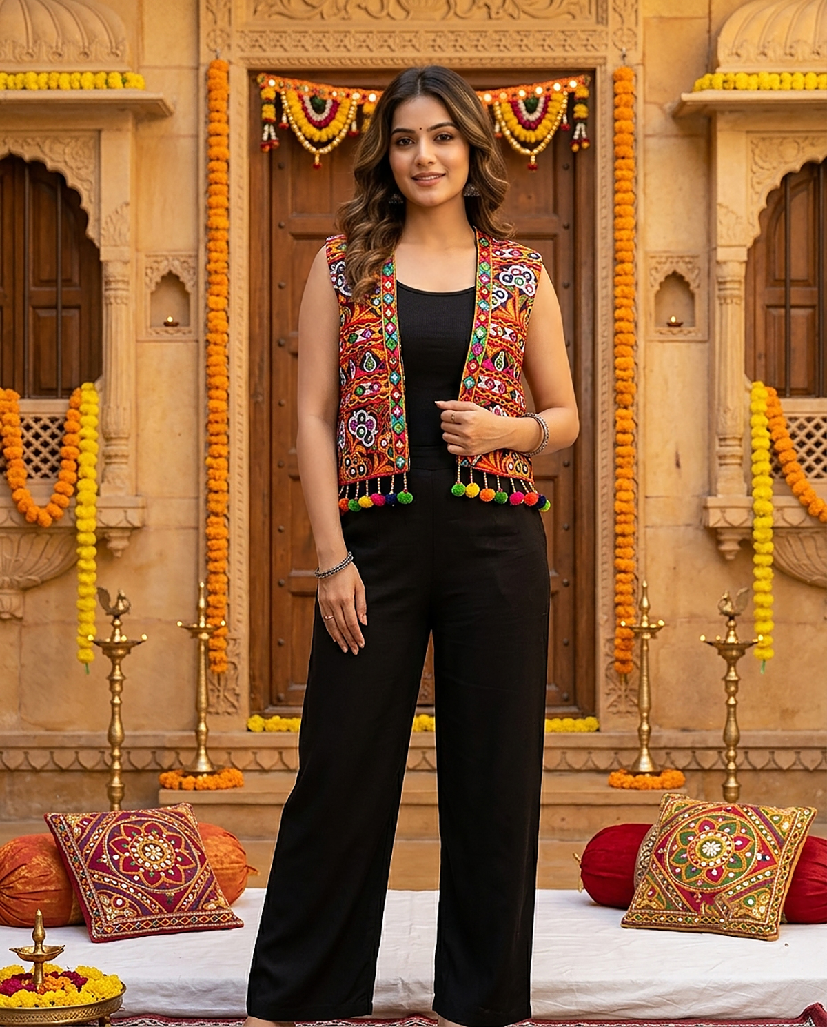 Multi Geometric Kutchi Embroidery Cotton Jacket