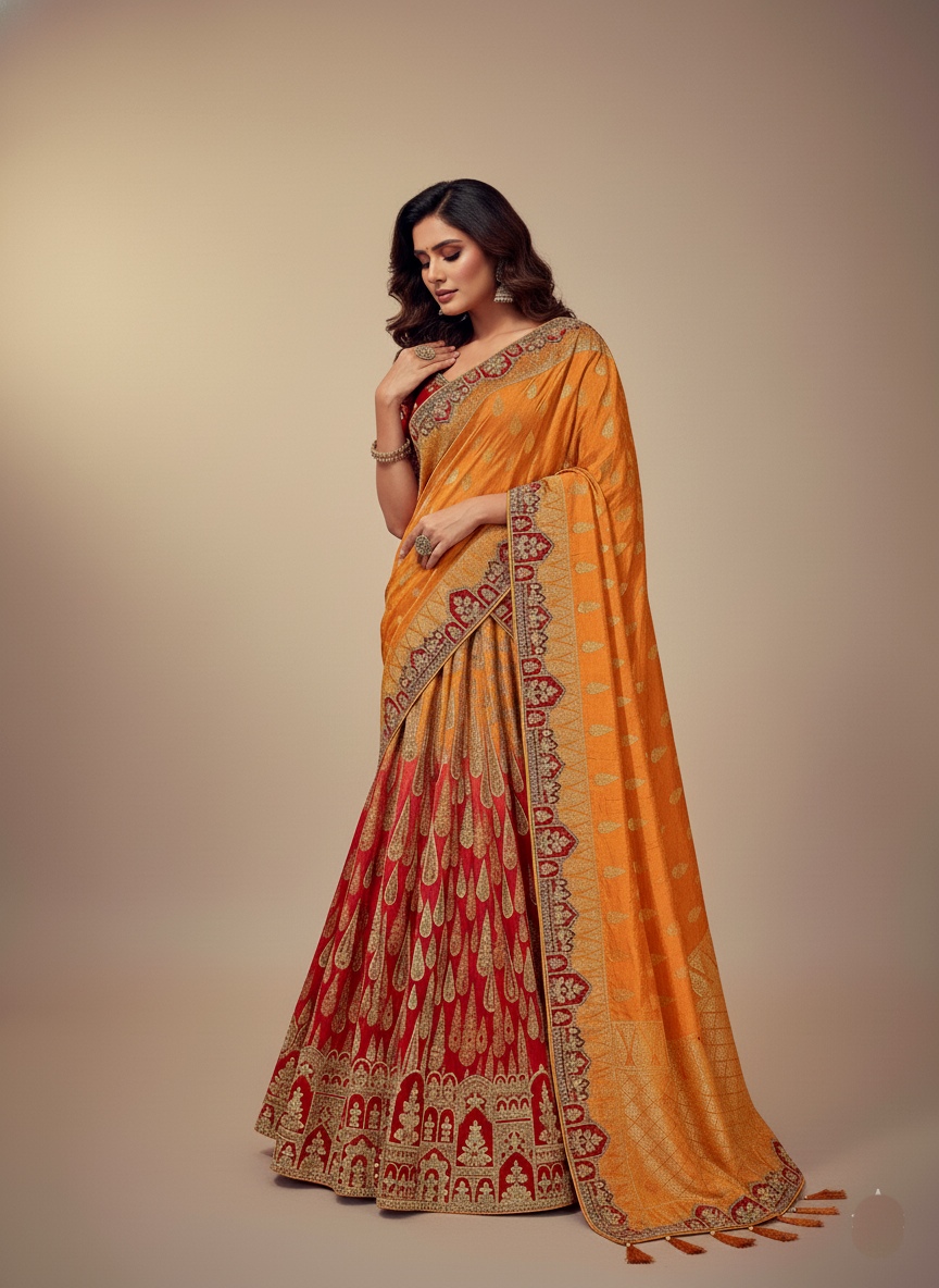 Multi Khadi Weaving Silk Festive Lehenga