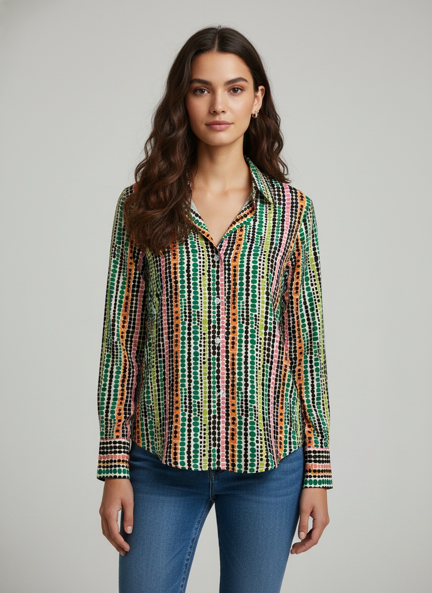 Multi Printed Crepe Classic Shirt