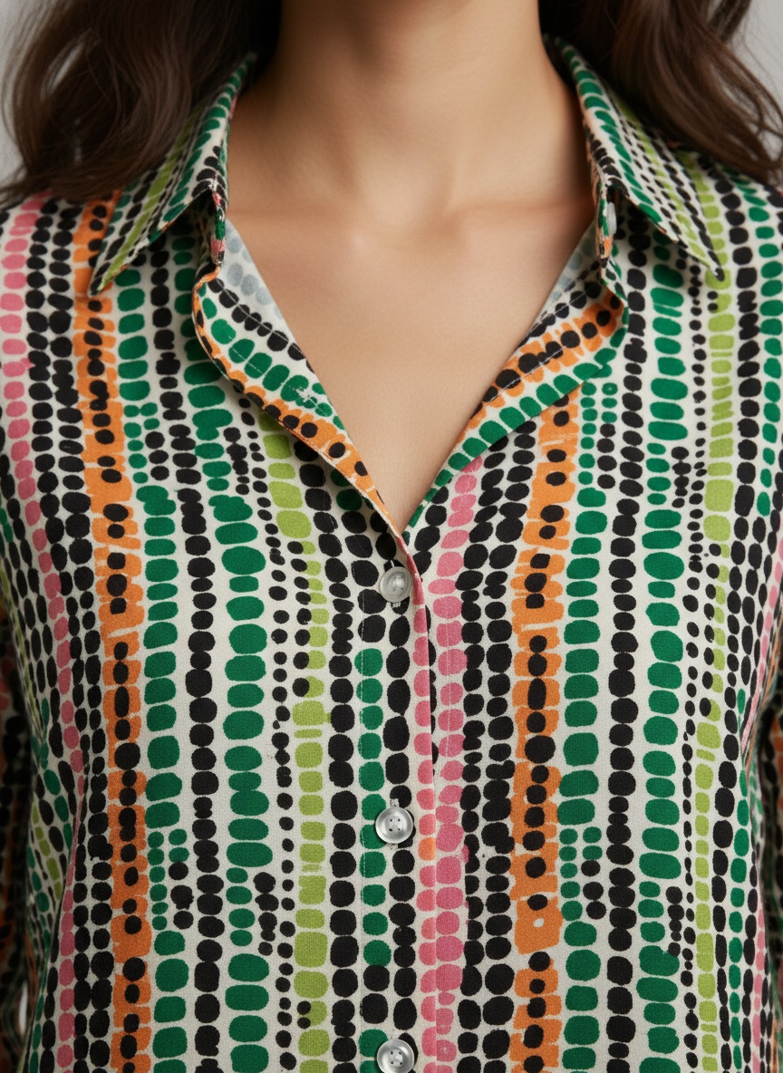 Multi Printed Crepe Classic Shirt