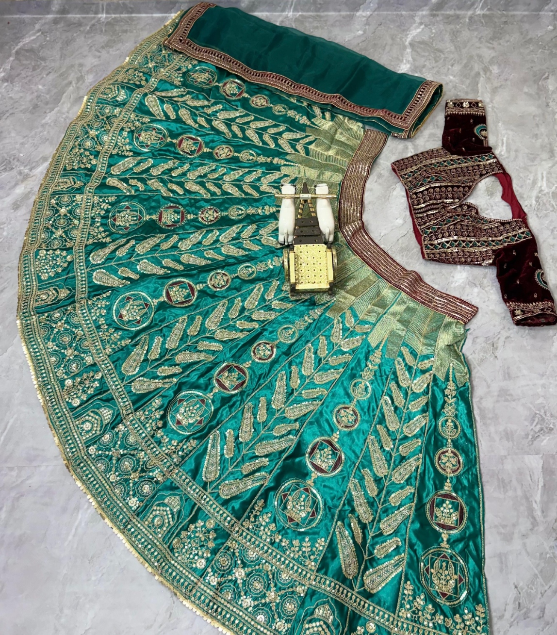 Multi Sequins Japan Satin Silk Lehenga Choli