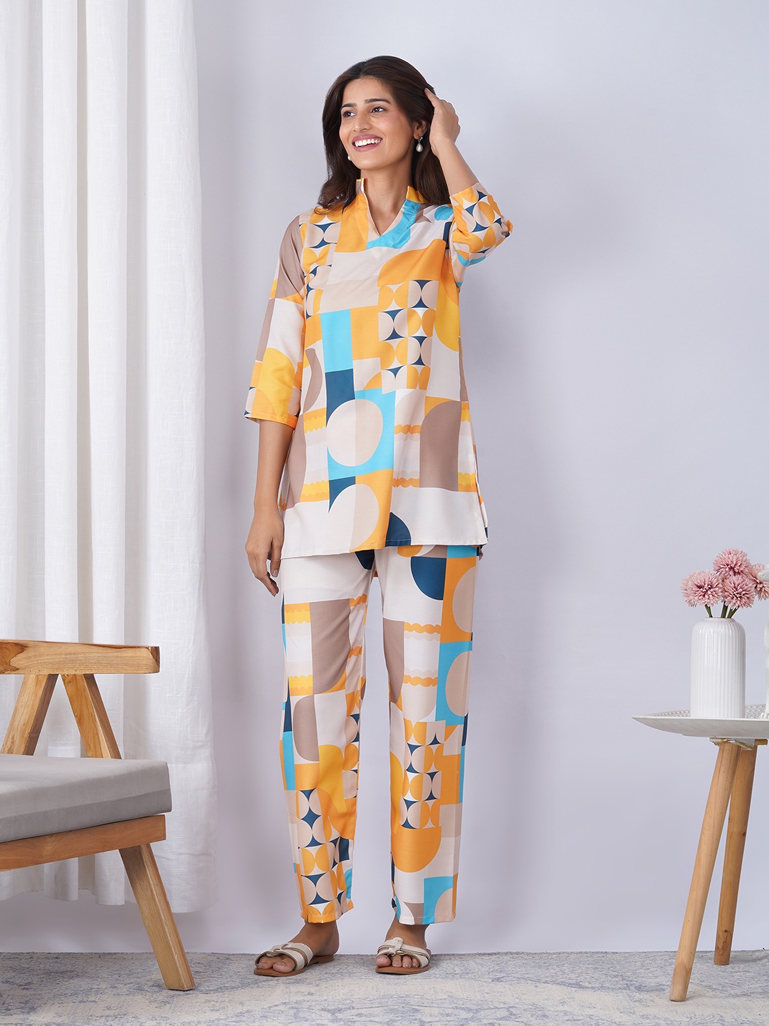 Multi Tropical Designer Printed Rayon Blend Co-Ord Set