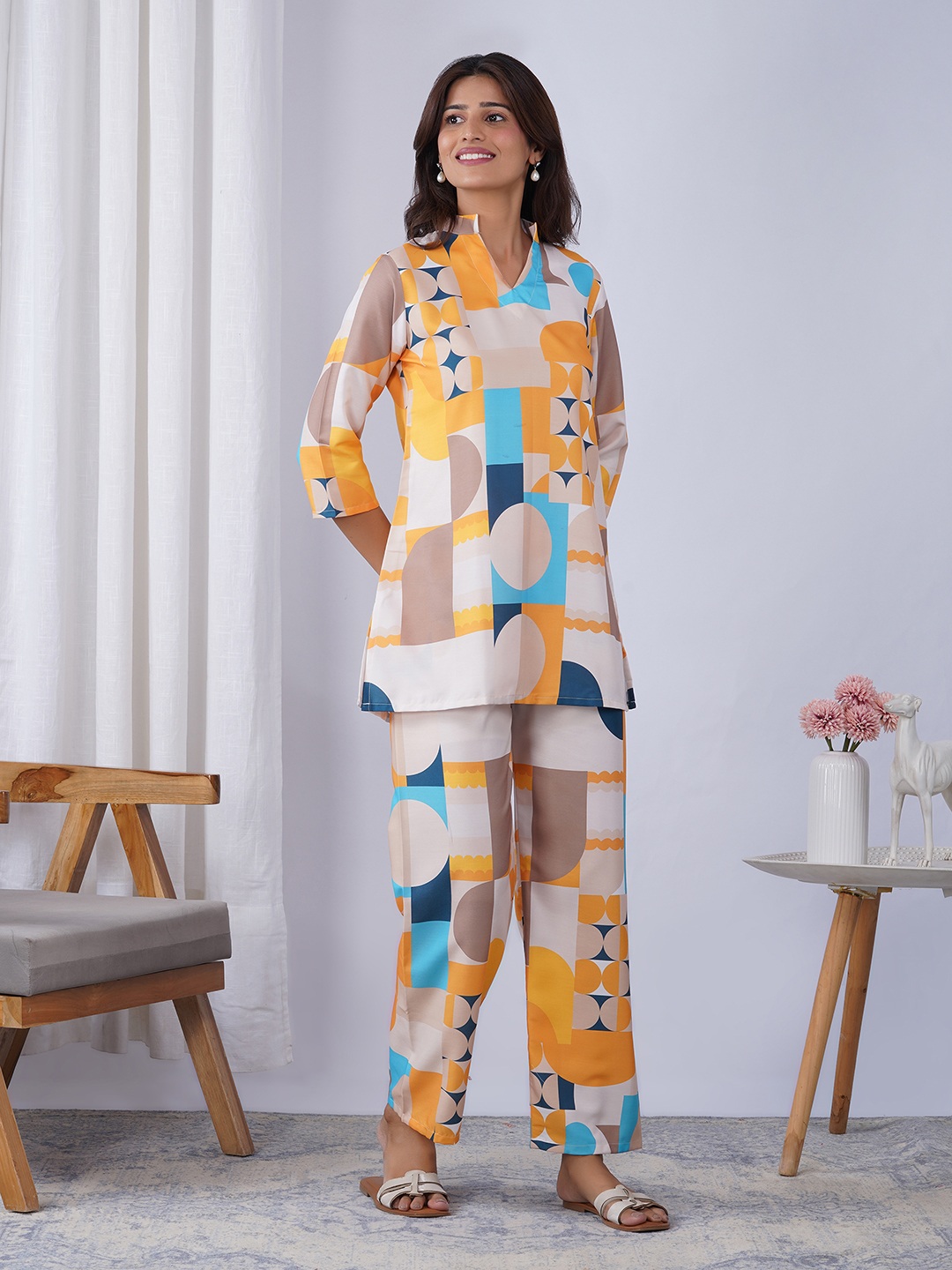 Multi Tropical Designer Printed Rayon Blend Co-Ord Set