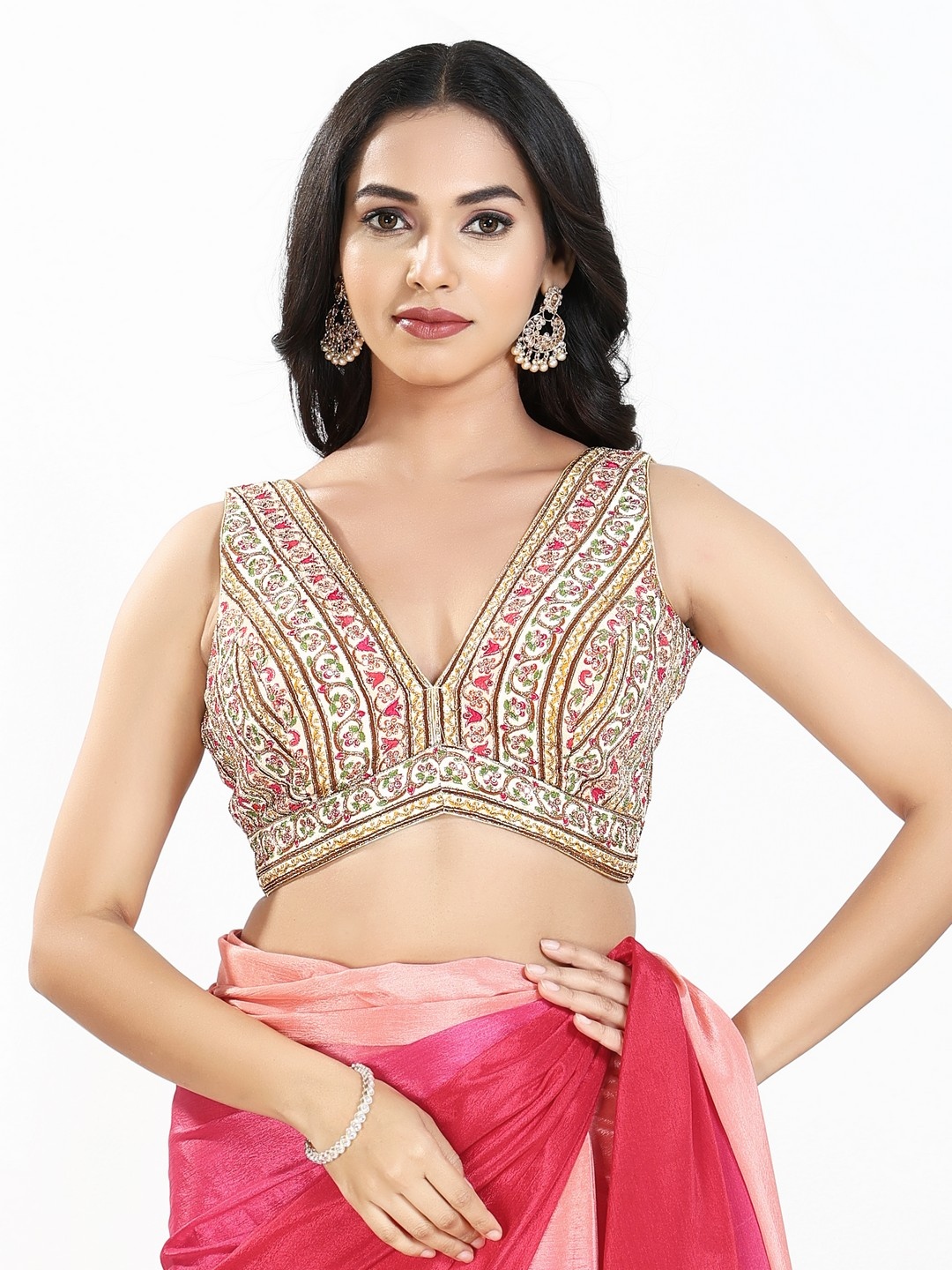 Multi Vintage Embroidered Georgette Designer Blouse