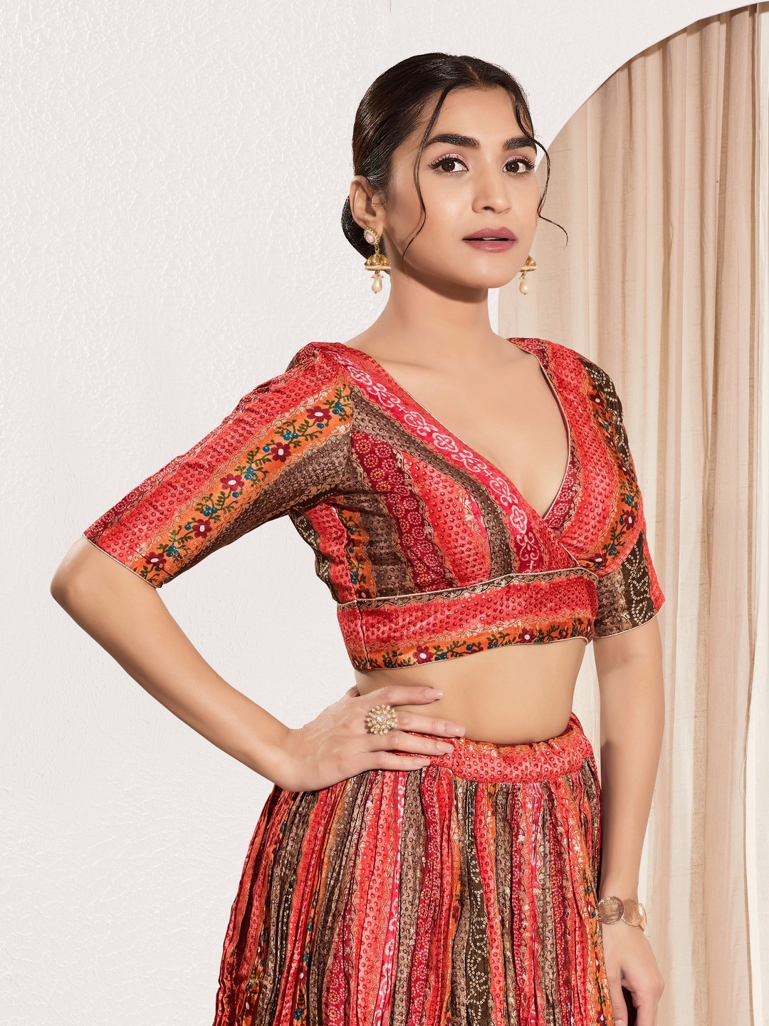 Multicolor Brocade Abstract Zari Woven Blouse