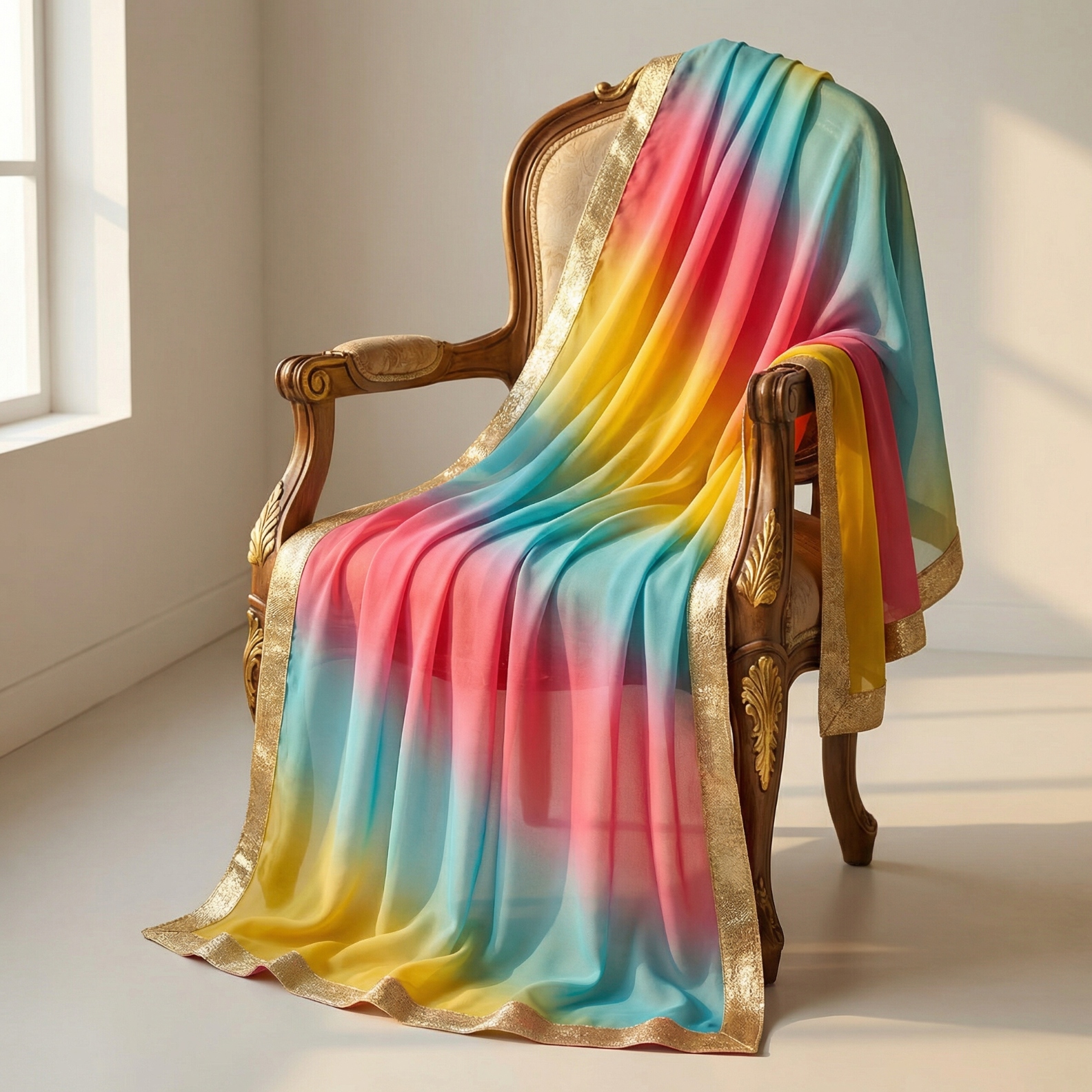 Multicolor Designer Digital Printed Organza Dupatta